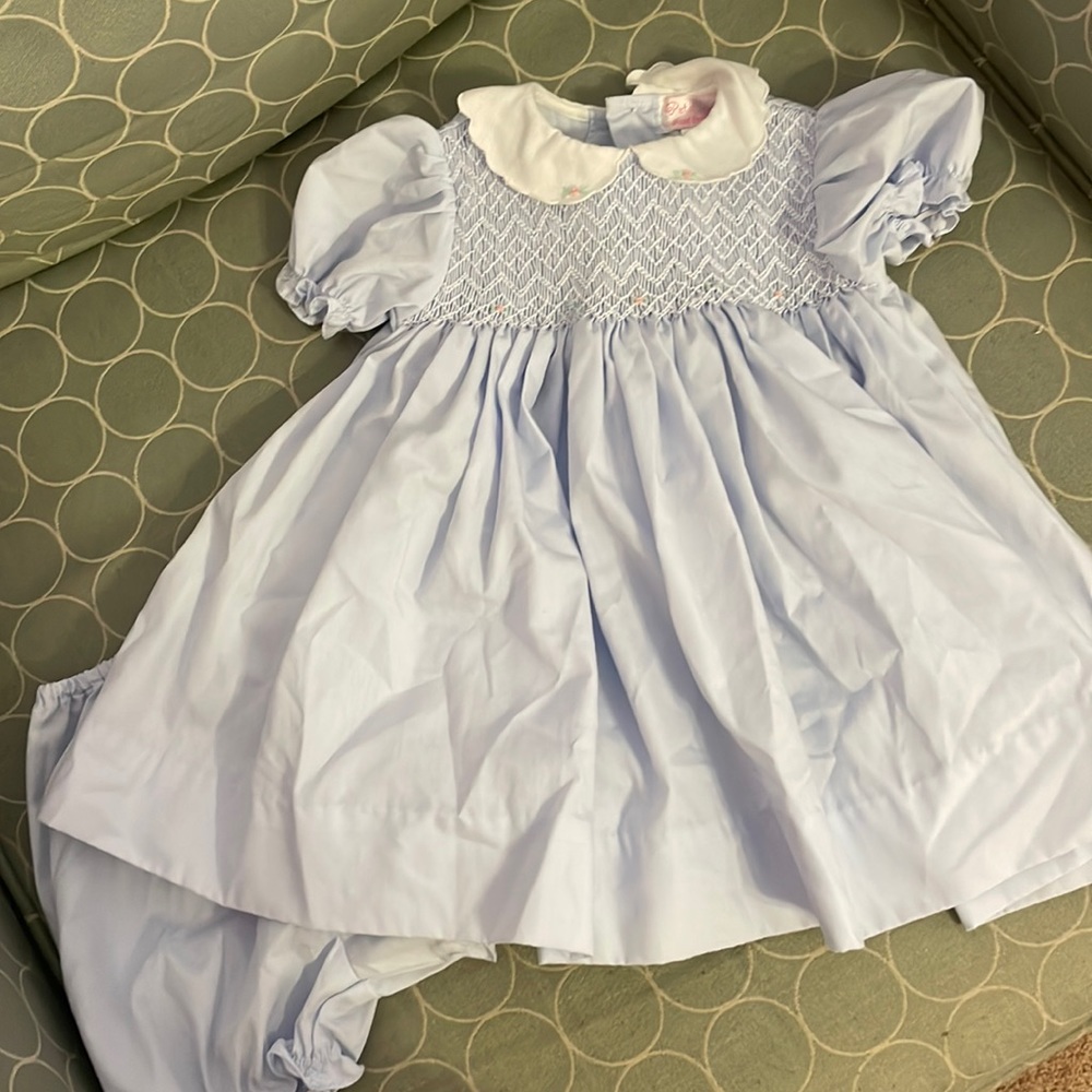 Like new Petit Ami smocked dress and bloomers 3m